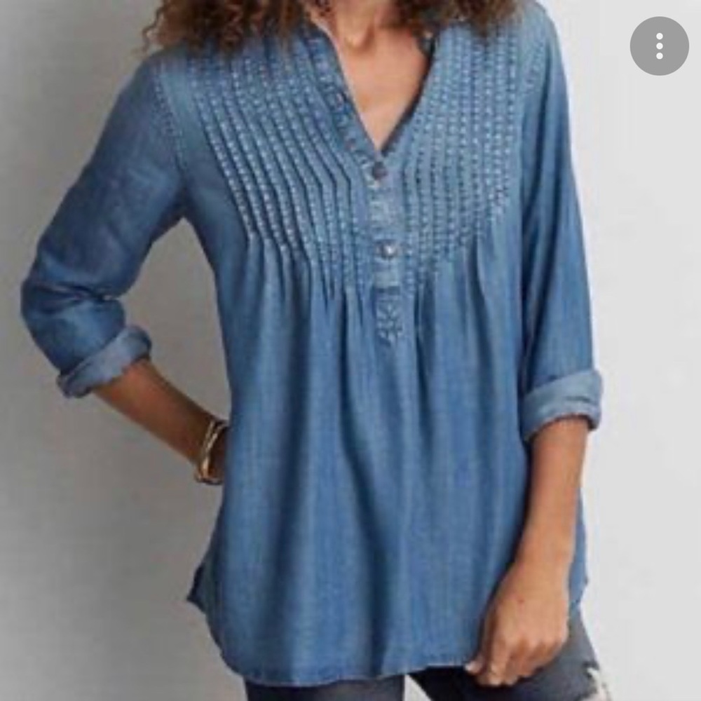American Eagle Outfitters Chambray Tunic Shirt - XS